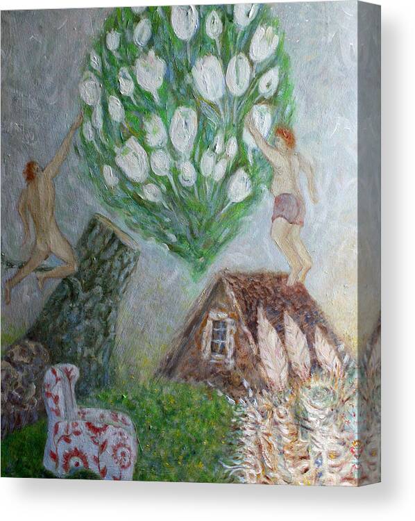 Tulip Tree Canvas Print featuring the painting Tulip tree by Elzbieta Goszczycka