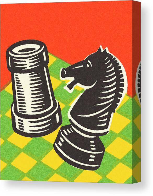 Campy Canvas Print featuring the drawing Two Chess Pieces by CSA Images