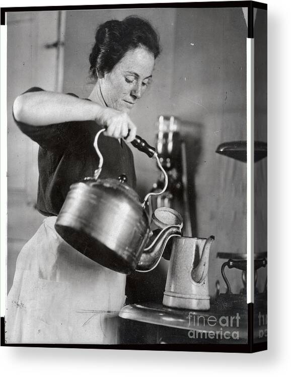 People Canvas Print featuring the photograph Wife Of Nicola Sacco Preparing A Meal by Bettmann