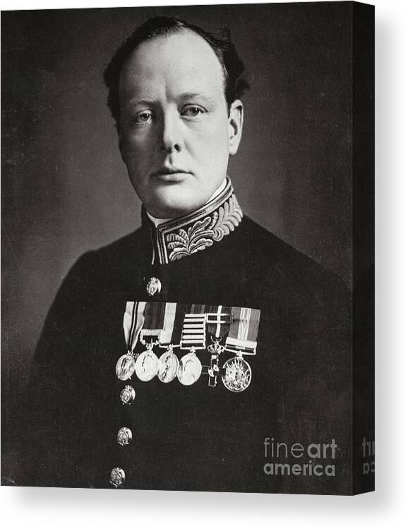 People Canvas Print featuring the photograph Winston Churchill In Military Uniform by Bettmann