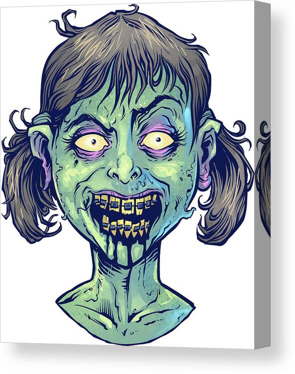 Zombie Head-13 Canvas Print featuring the digital art Zombie-pattern_head-13 by Flyland Designs