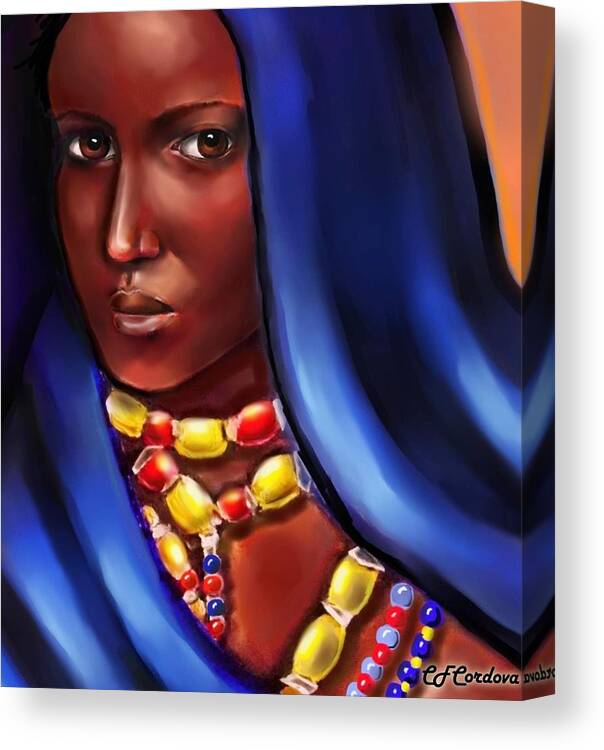African Woman Canvas Print featuring the digital art African Woman #1 by Carmen Cordova