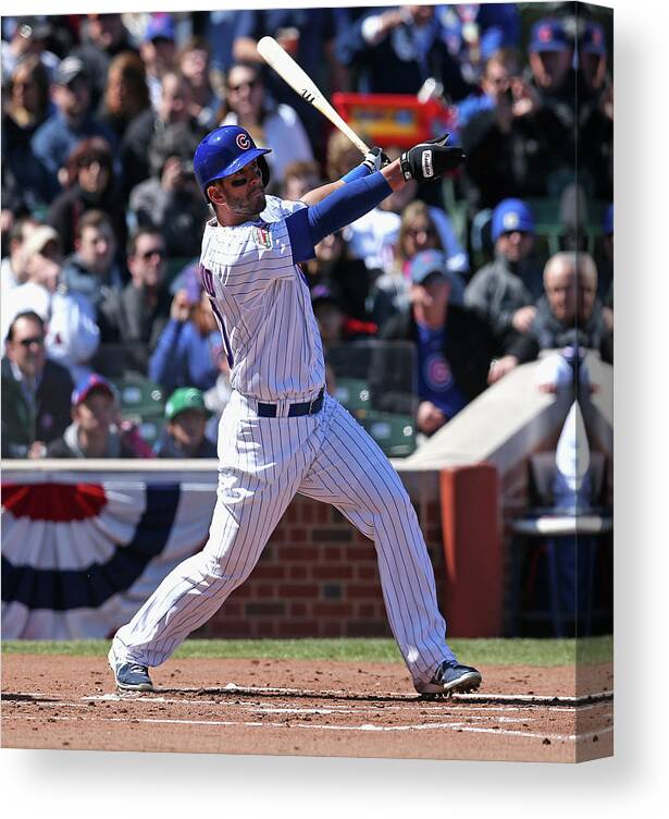 National League Baseball Canvas Print featuring the photograph Justin Ruggiano by Jonathan Daniel