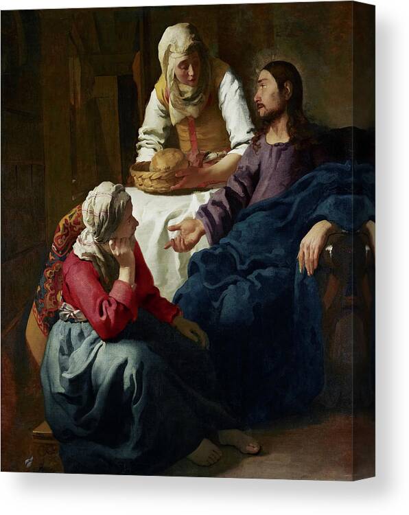 European Artists Canvas Print featuring the painting Christ in the House of Martha and Mary #13 by Johannes Vermeer