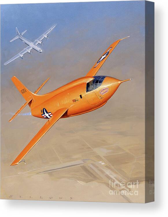 Aircraft Canvas Print featuring the painting Bell X-1 by Jack Fellows