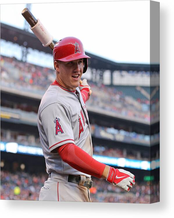 On-deck Circle Canvas Print featuring the photograph Mike Trout by Leon Halip