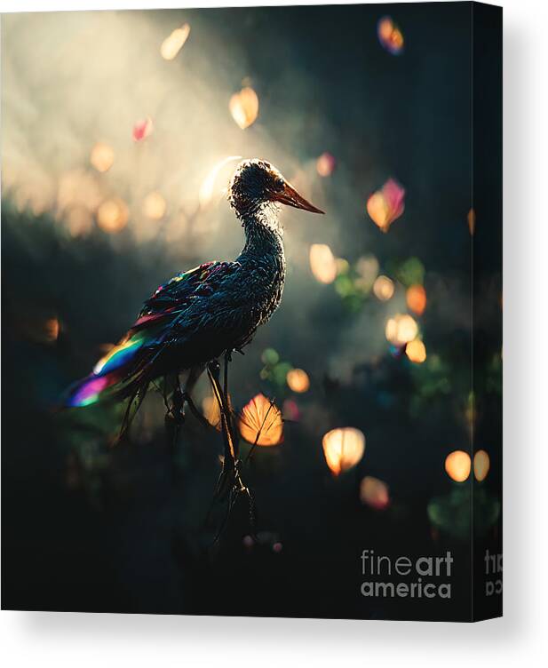 Bird Canvas Print featuring the digital art Fantasy Rainbow Bird #3 by Allan Swart