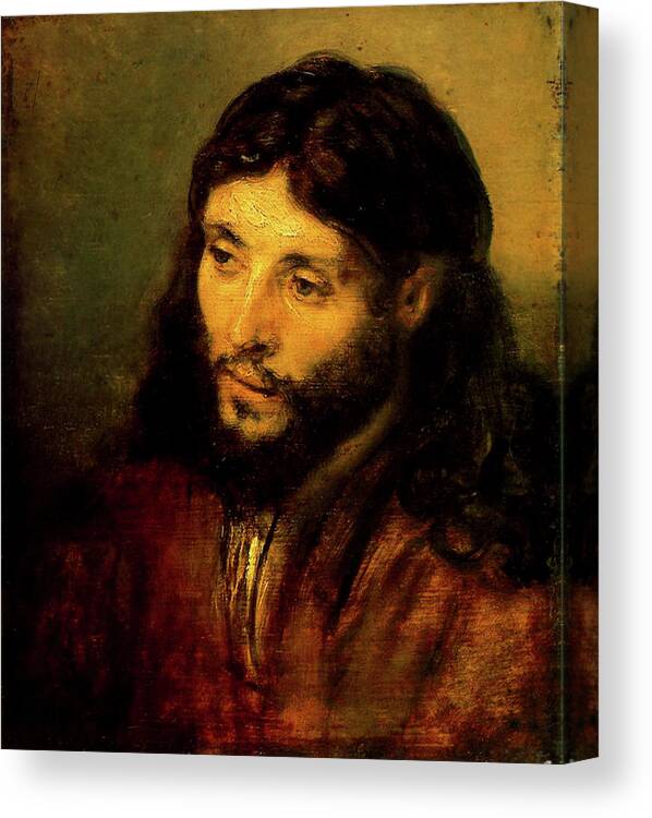 Christ Canvas Print featuring the painting Head of Christ by Rembrandt van Rijn