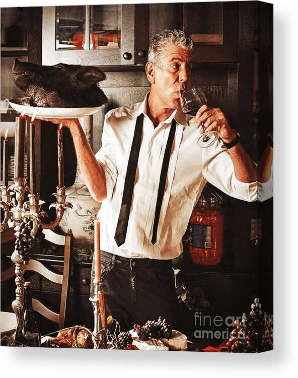 Anthony Canvas Print featuring the mixed media Anthony Bourdain by Premium Artman