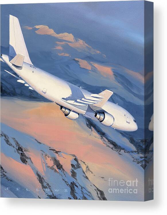 Aircraft Canvas Print featuring the painting Airbus A300 by Jack Fellows