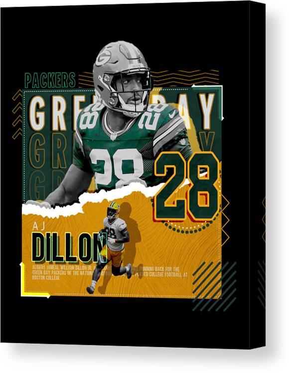 Aj Dillon Football Paper Poster Packers Canvas Print / Canvas Art by Kelvin  Kent - Fine Art America