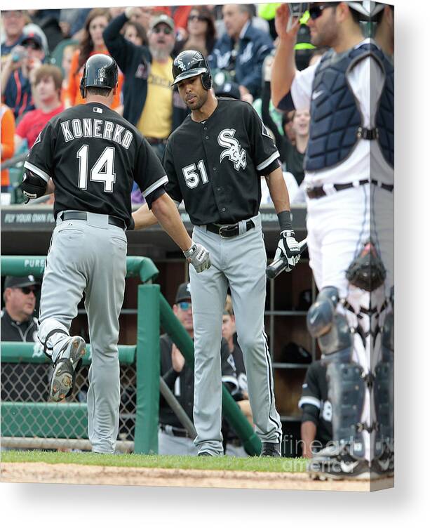 People Canvas Print featuring the photograph Alex Rios and Paul Konerko by Leon Halip