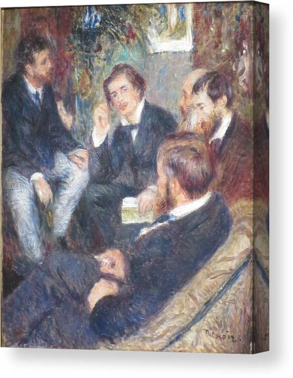 Canvas Canvas Print featuring the painting At Renoir's Home, rue St. Georges by Pierre-Auguste Renoir, 1876, oil on canvas, Norton Simon Museu by Pierre-