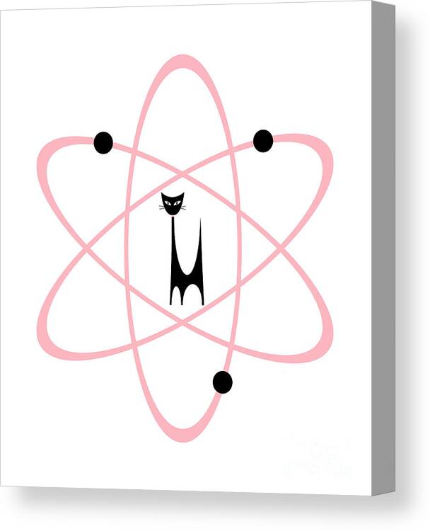 Atomic Cat Canvas Print featuring the digital art Atom Cat in Pink Transparent Background by Donna Mibus