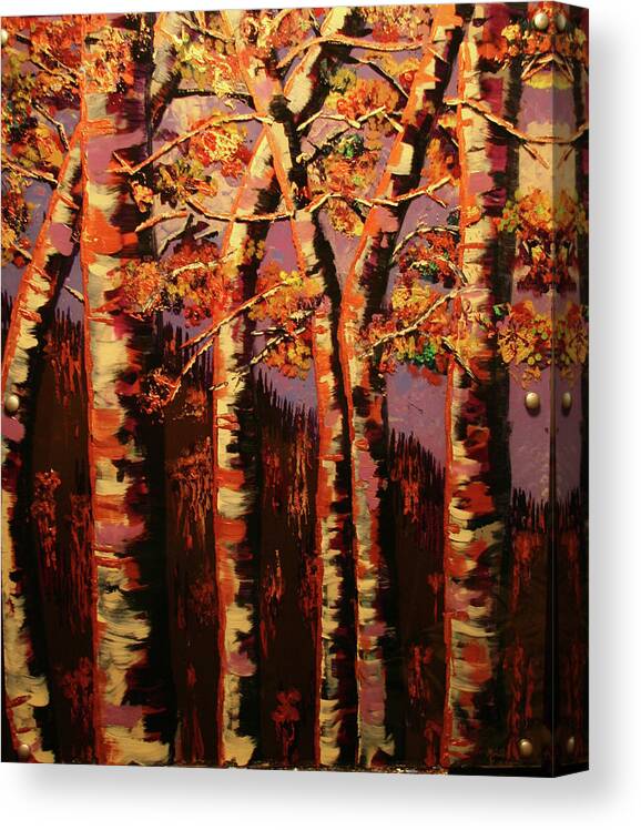 Fall Canvas Print featuring the painting Autumn Aspen by Marilyn Quigley