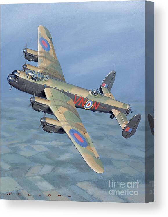 Aviation Canvas Print featuring the painting Avro Lancaster by Jack Fellows