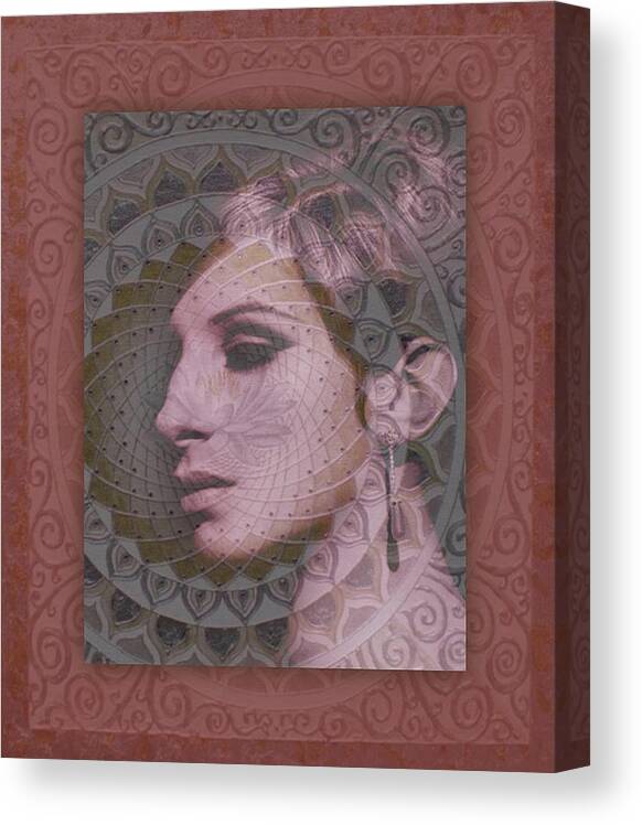  Canvas Print featuring the digital art Barbra Streisand 111 by Richard Laeton