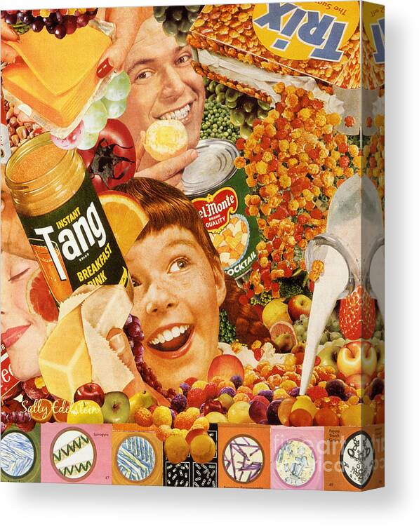 Collage Canvas Print featuring the mixed media Fun Filled Food by Sally Edelstein