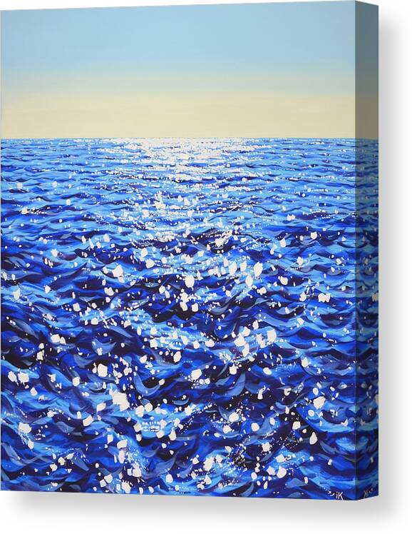 Sea Canvas Print featuring the painting 	Blue water. Light. by Iryna Kastsova