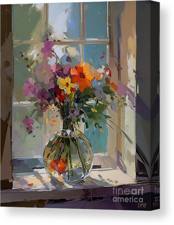 Still Life Canvas Print featuring the digital art Bouquet of Meadow Flowers by Dragica Micki Fortuna
