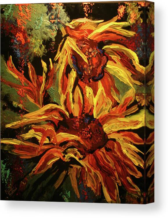 Flowers Canvas Print featuring the painting Brown Eyed Girls by Marilyn Quigley