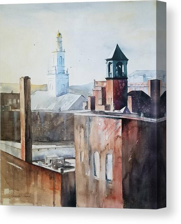 Burlington Canvas Print featuring the painting Burlington Rooftops by Amanda Amend