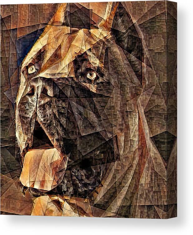 Cane Corso Canvas Print featuring the digital art Cane Corso head in the cubist style with big triangular shapes by Nicko Prints