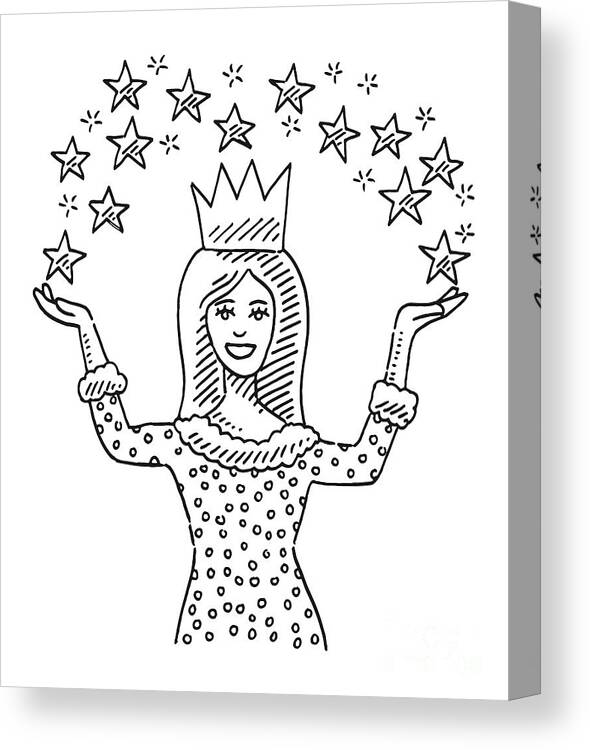 Cartoon Princess Raised Arms Stars Drawing Canvas Print / Canvas Art by  Frank Ramspott - Fine Art America