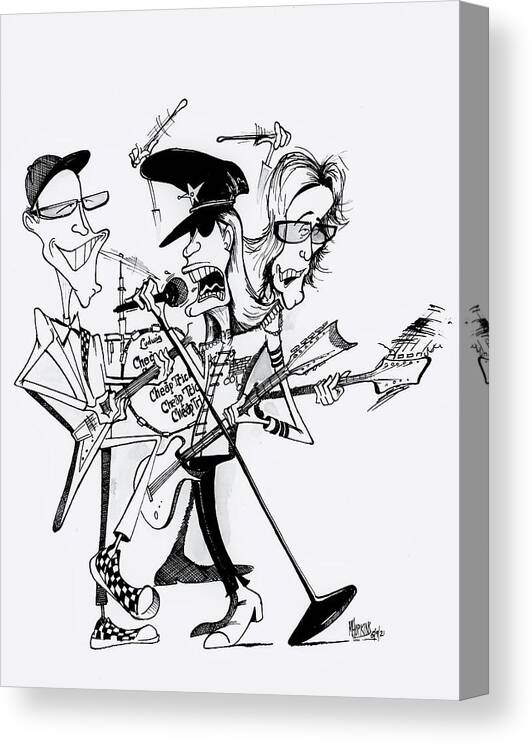 Cheap Canvas Print featuring the drawing Cheap Trick by Michael Hopkins