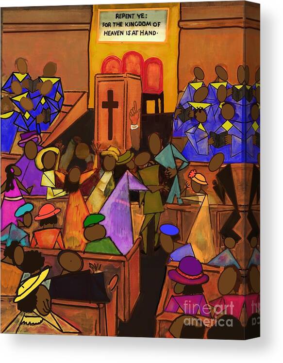 Baptist Church Canvas Print featuring the painting Church Scene Reimagined by D Powell-Smith