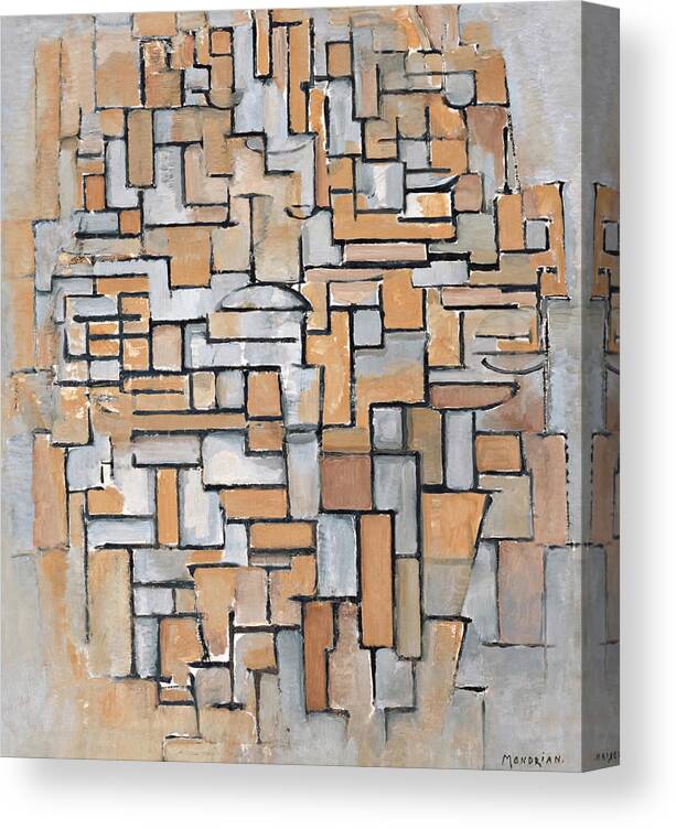 Piet Mondrian Canvas Print featuring the painting Composition in Brown and Grey by Piet Mondrian