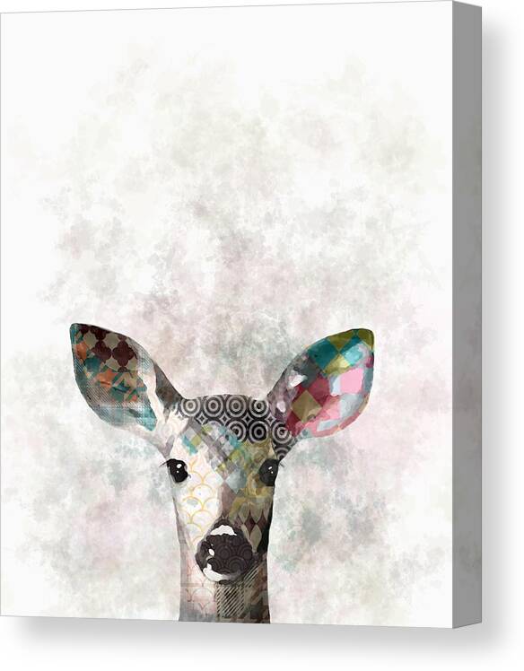 Deer Canvas Print featuring the digital art Deer 18 by Lucie Dumas