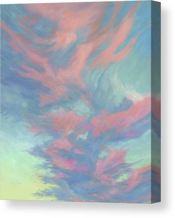 Sky Canvas Print featuring the painting Detail - Setting Sun by Lucie Bilodeau
