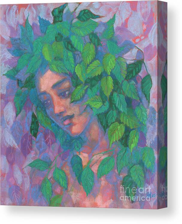Summer Evening Twilight Canvas Print featuring the pastel Dryad by Julia Khoroshikh
