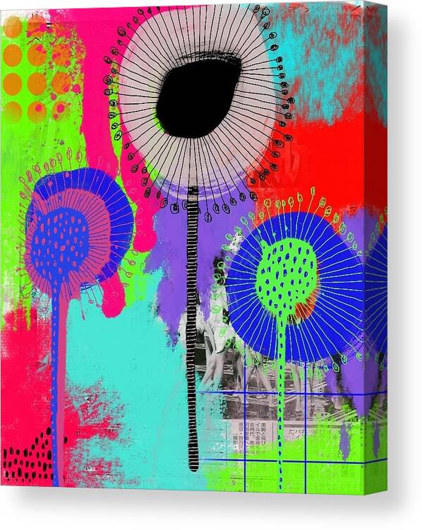 Collage Canvas Print featuring the digital art Flowers by Tanja Leuenberger