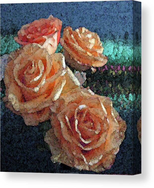 Rose Canvas Print featuring the photograph Four Roses Light Orange by Corinne Carroll