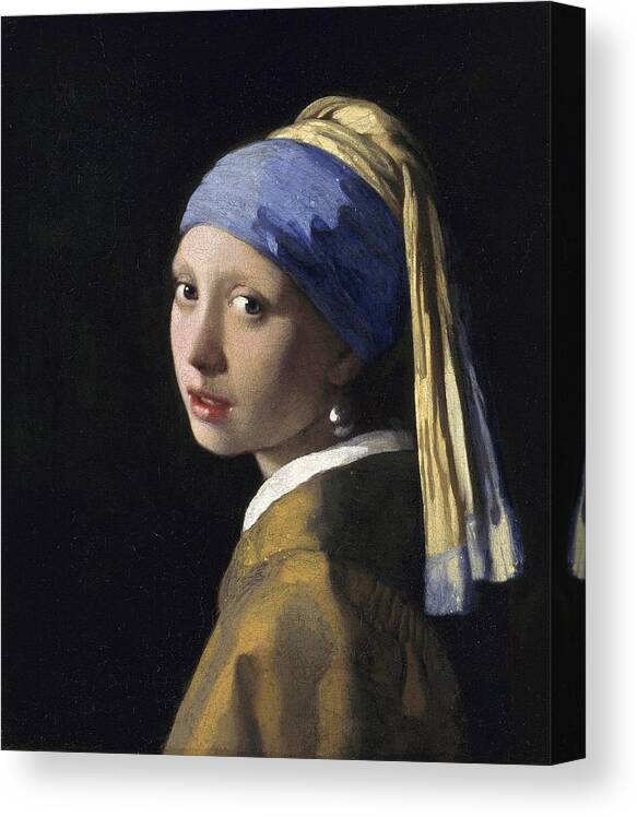 Portrait Canvas Print featuring the painting Girl With A Pearl Earing by Johannes Vermeer
