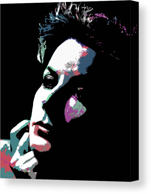 Greta Garbo Canvas Print featuring the digital art Greta Garbo - 5 psychedelic portrait by Movie World Posters