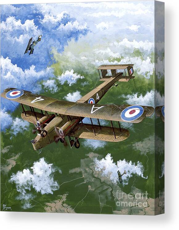 Aviation Canvas Print featuring the painting Handley Page 0/400 by Steve Ferguson