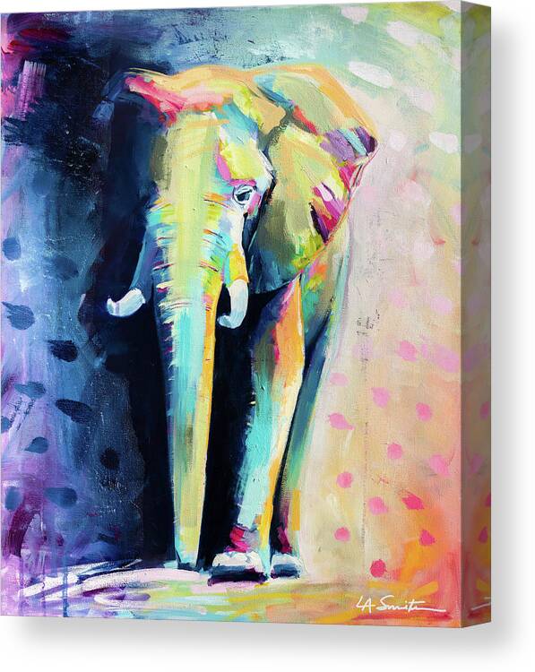 Elephant Canvas Print featuring the painting Harold by LA Smith
