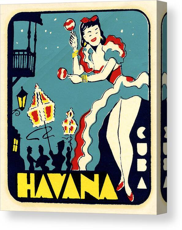 Cuba Canvas Print featuring the drawing Havana Cuba Decal by Unknown