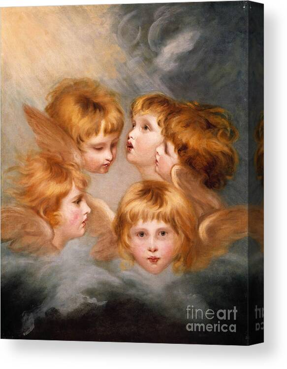 Sir Joshua Reynolds Canvas Print featuring the painting Heads of Angels - Miss Frances Gordon by Sir Joshua Reynolds