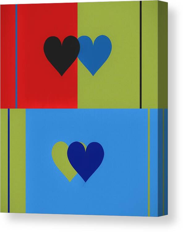 Hearts Pop Art Canvas Print featuring the mixed media Hearts Pop Art by Dan Sproul