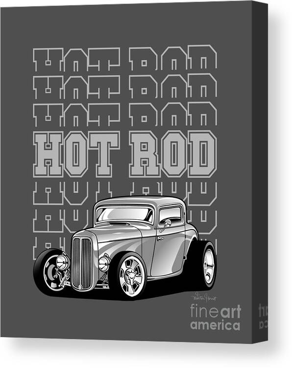 Hot Rod Word Art Canvas Print featuring the digital art Hot Rod Word Art V2 by Walter Herrit