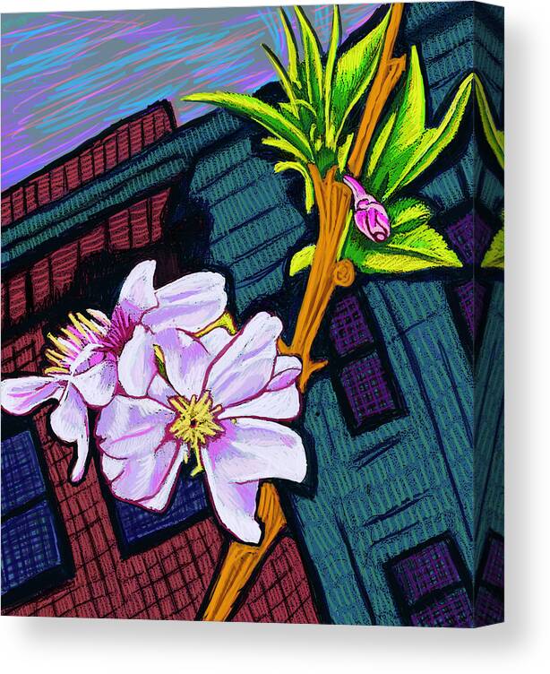 Macon Canvas Print featuring the painting Intown Macon Cherry Blossom by Rod Whyte