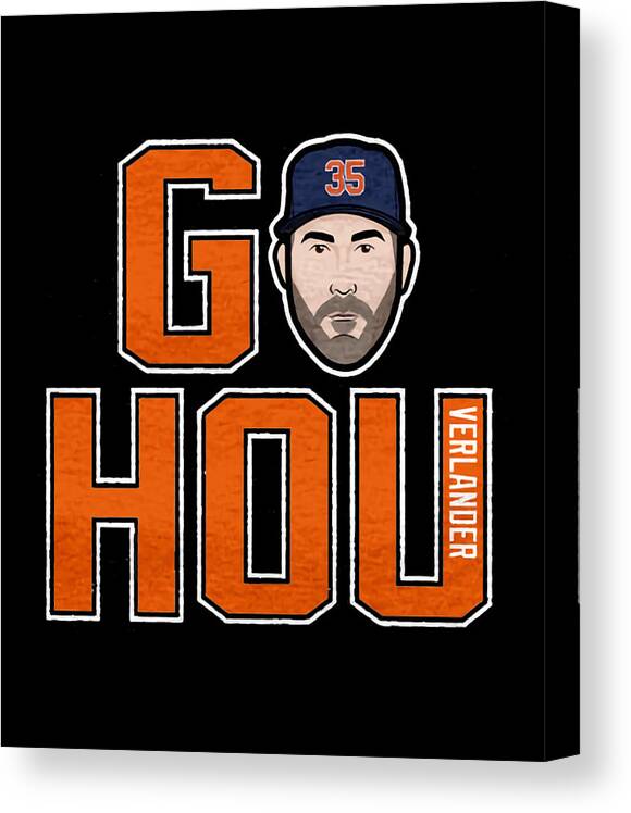 Justin Verlander Go Hou Canvas Print featuring the digital art Justin Verlander GO HOU by Kelvin Kent