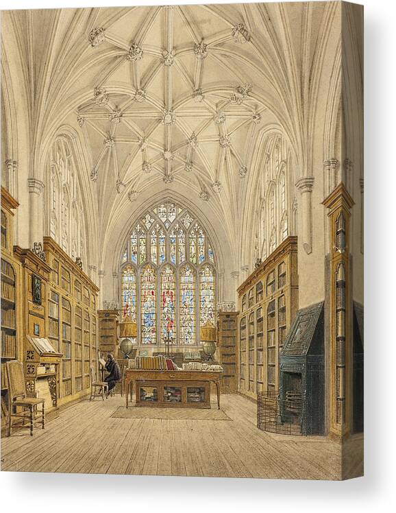 19th Century Artists Canvas Print featuring the drawing Library of Winchester College by Frederick MacKenzie