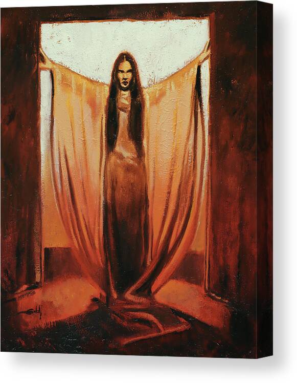 Girl Canvas Print featuring the painting Mark of the Vampire by Sv Bell