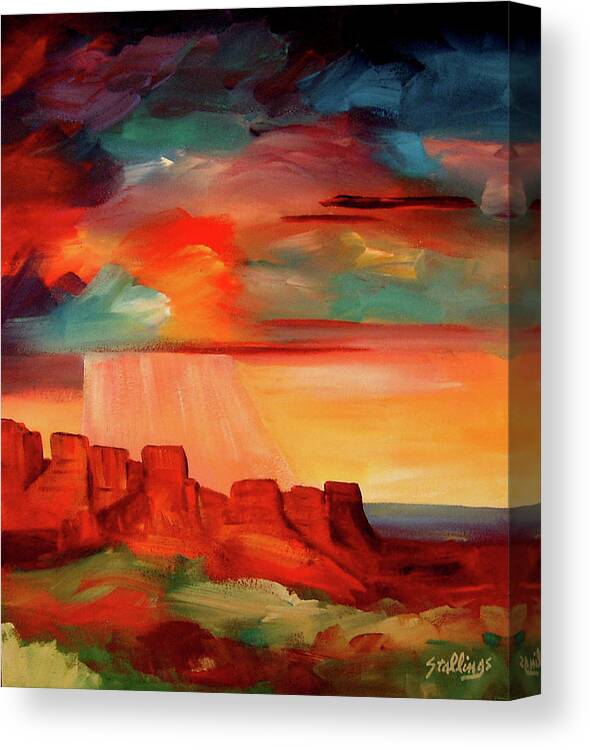 Landscape Canvas Print featuring the painting Mesa Glory by Jim Stallings