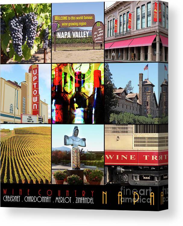 Wingsdomain Canvas Print featuring the photograph Napa Valley Wine Country 20140905 with text-z by Wingsdomain Art and Photography